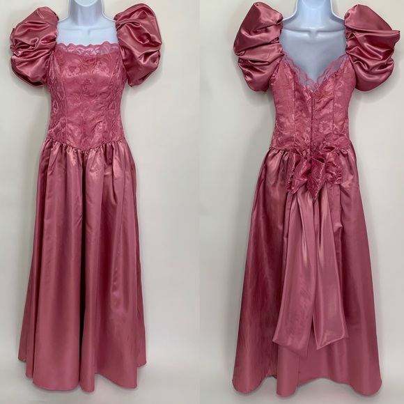 80s pink prom dress